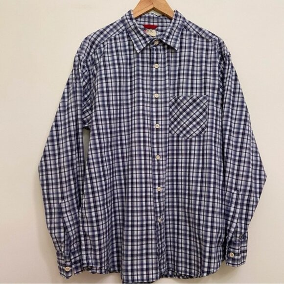 LEVI’S button down shirt light plaid 100% cotton blue white L long sleeves - Picture 9 of 9